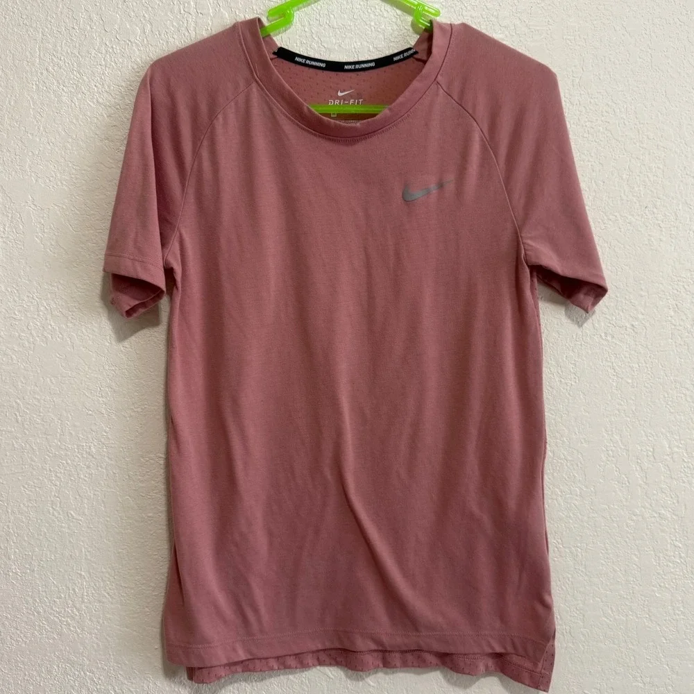 Nike Running‎ Dri-FIT Shirt Womens XS Pink Mesh Back Short Sleeve Training Top